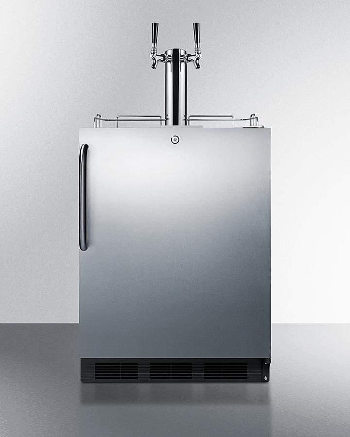Summit Refrigeration + Cooling Summit Built-In Undercounter ADA Height Commercially Listed Dual Tap Beer Dispenser in Stainless Steel for Outdoor Use / SBC54OSBIADA