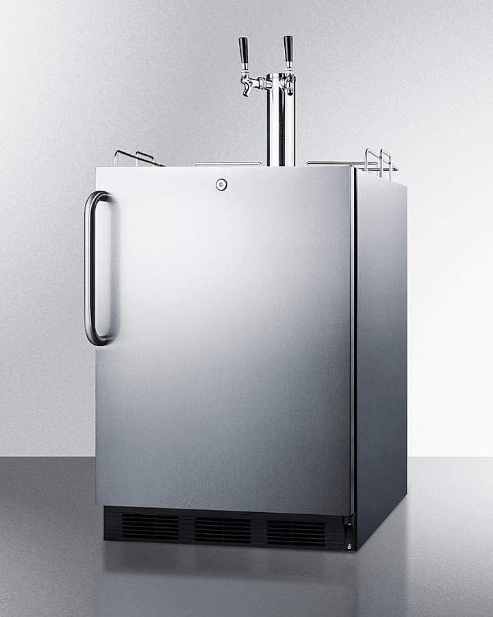 Summit Refrigeration + Cooling Summit Built-In Undercounter ADA Height Commercially Listed Dual Tap Wine Dispenser in Stainless Steel for Outdoor Use / SBC54OSBIADAWKDTWIN