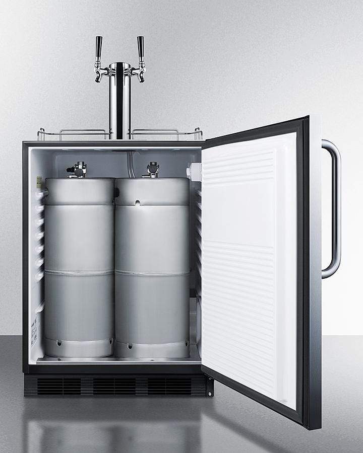 Summit Refrigeration + Cooling Summit Built-In Undercounter ADA Height Commercially Listed Dual Tap Wine Dispenser in Stainless Steel for Outdoor Use / SBC54OSBIADAWKDTWIN