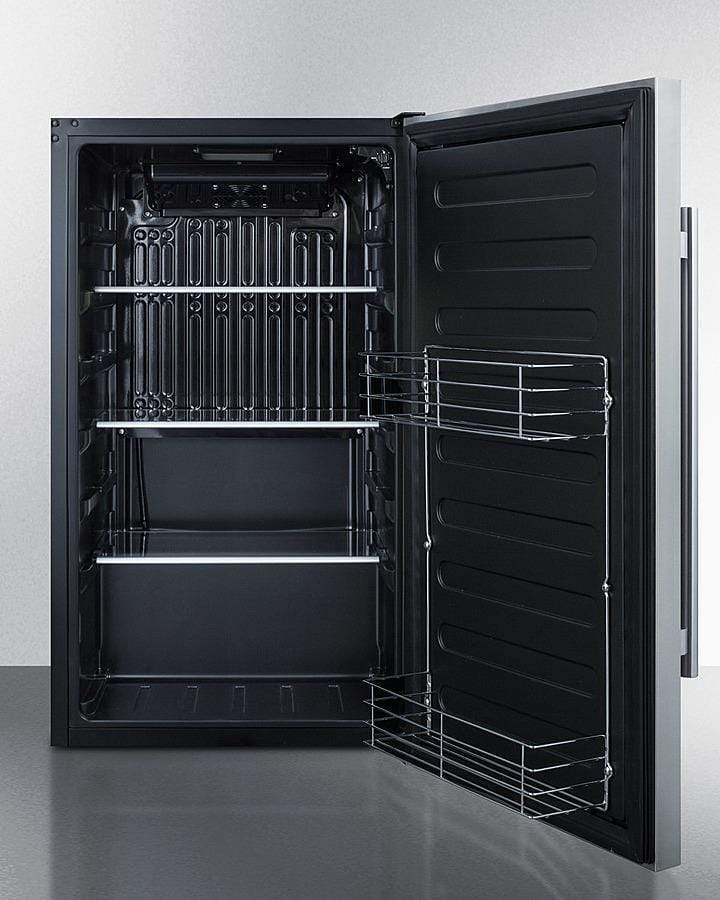 Summit Refrigeration + Cooling Summit Commercially Approved, ADA Compliant, ENERGY STAR Certified Outdoor All-Refrigerator for Built-In or Freestanding Use with a Shallow 17.25" Depth, Stainless Steel Door, and Front Lock / SPR196OSADA