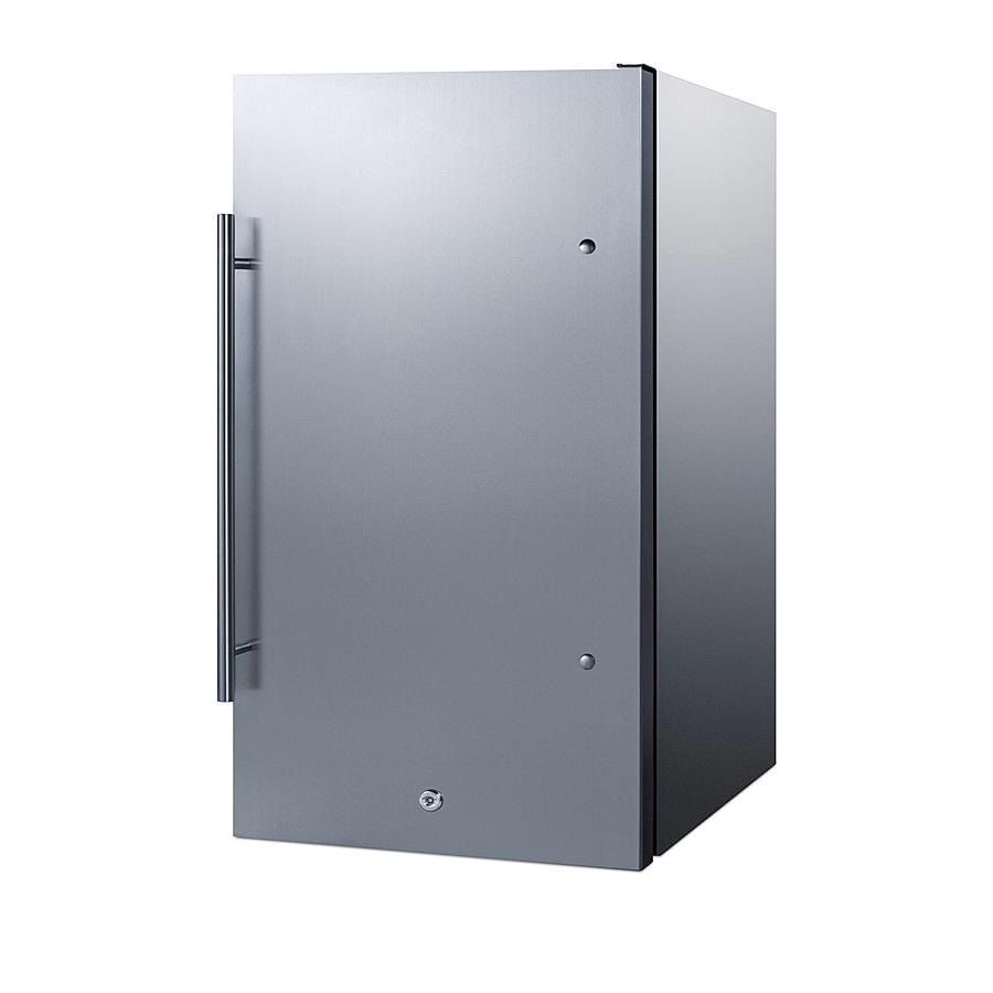 Summit Refrigeration + Cooling Summit Commercially Approved, ENERGY STAR Certified Outdoor All-Refrigerator for Built-In or Freestanding Use with a Shallow 17.25&quot; Depth, Stainless Steel Door and Cabinet, and Front Lock / SPR196OSCSS