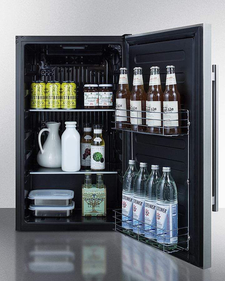 Summit Refrigeration + Cooling Summit Commercially Approved, ENERGY STAR Certified Outdoor All-Refrigerator for Built-In or Freestanding Use with a Shallow 17.25" Depth, Stainless Steel Door and Cabinet, and Front Lock / SPR196OSCSS