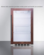 Summit Refrigeration + Cooling Summit Commercially Approved Indoor/Outdoor Beverage Cooler for Built-In or Freestanding Use with a Shallow 17.75" Depth, Panel-Ready Door Trim, Glass Door, and Stainless Steel Wrapped Cabinet / SPR489OSCSSPNR