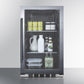 Summit Refrigeration + Cooling Summit Commercially Approved Indoor/Outdoor Beverage Cooler for Built-In or Freestanding Use with a Shallow 17.75" Depth, Seamless Stainless Steel Trimmed Glass Door, Black Interior, and Stainless Steel Wrapped Cabinet / SPR488BOSH34CSS