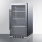 Summit Refrigeration + Cooling Summit Commercially Approved Indoor/Outdoor Beverage Cooler for Built-In or Freestanding Use with a Shallow 17.75" Depth, Seamless Stainless Steel Trimmed Glass Door, Black Interior, and Stainless Steel Wrapped Cabinet / SPR488BOSH34CSS