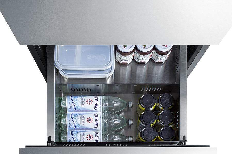 Summit Refrigeration + Cooling Summit Commercially Listed ENERGY STAR Certified 2-Drawer All Refrigerator in Stainless Steel Designed for Indoor or Outdoor Use under Standard or ADA Compliant Counters / ADRD24