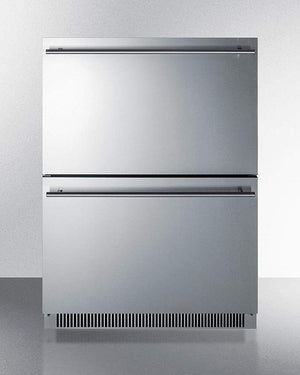 Summit Refrigeration + Cooling Summit Commercially Listed ENERGY STAR Certified 2-Drawer All Refrigerator in Stainless Steel Designed for Indoor or Outdoor Use under Standard or ADA Compliant Counters / ADRD24