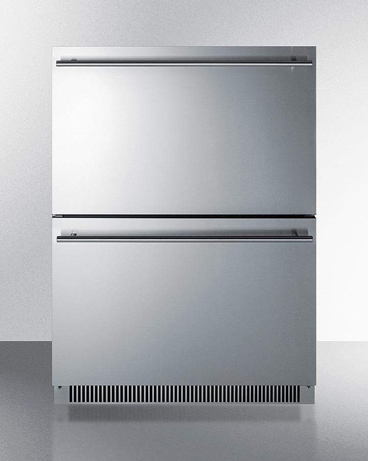 Summit Refrigeration + Cooling Summit Commercially Listed ENERGY STAR Certified 2-Drawer All Refrigerator in Stainless Steel Designed for Indoor or Outdoor Use under Standard or ADA Compliant Counters / ADRD24