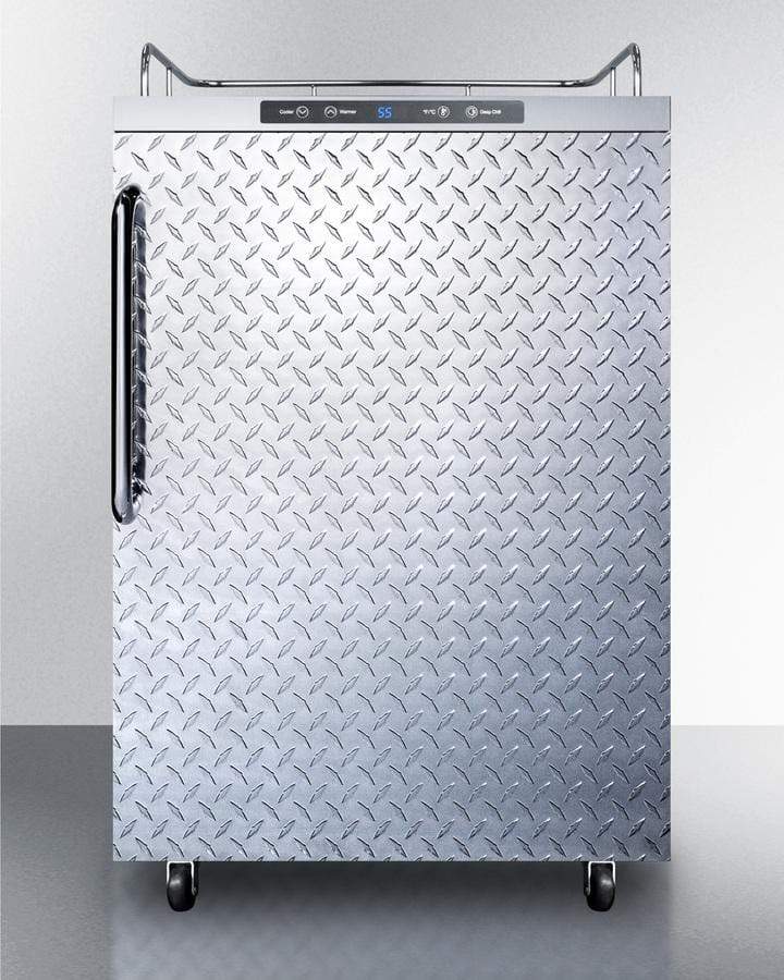 Summit Refrigeration + Cooling Summit Freestanding Residential Outdoor Beer Dispenser, Auto Defrost w/ Digital Thermostat, Diamond Plate Door, Stainless Steel Wrapped Cabinet, &amp; Towel Bar Handle; Sold without Tap Kit for Do-It-Yourselfers who Install their Own Systems / SBC635MOSNKDPL