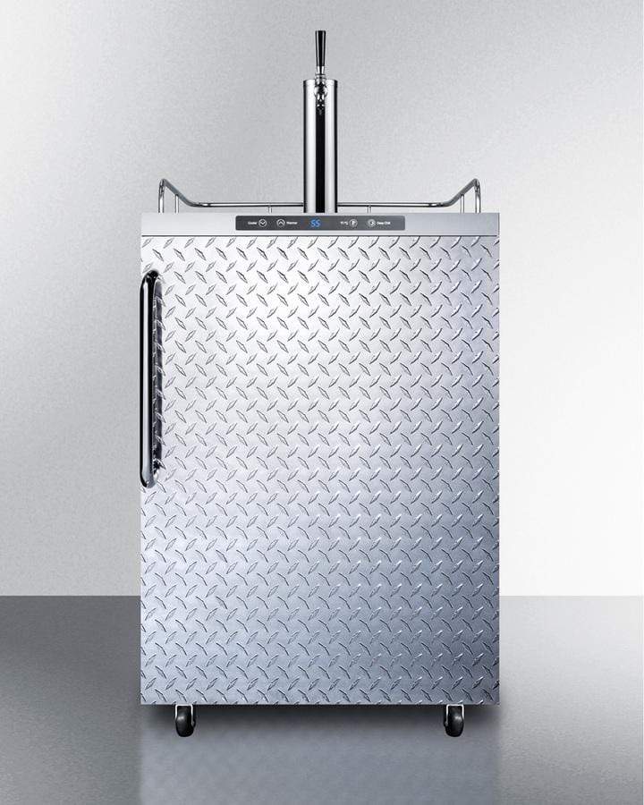 Summit Refrigeration + Cooling Summit Freestanding Residential Outdoor Beer Dispenser, Auto Defrost with Digital Thermostat, Stainless Steel Wrapped Cabinet, Diamond Plate Door, and Towel Bar Handle / SBC635MOSDPL