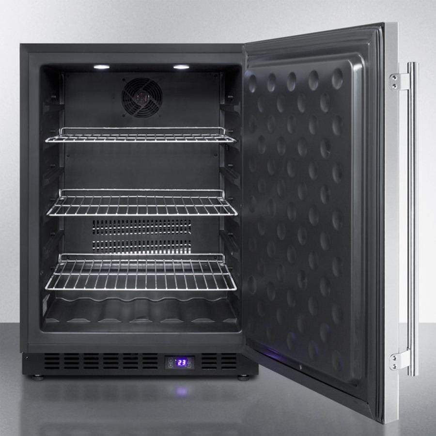 Summit Refrigeration + Cooling Summit Frost-Free Outdoor All-Freezer for Built-In or Freestanding Use with Black Cabinet, Stainless Steel Door, Digital Thermostat, LED Lighting, and Lock / SPFF51OS