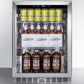 Summit Refrigeration + Cooling Summit Outdoor Built-In Undercounter Commercial Glass Door Beverage Center Designed for the Display and Refrigeration of Beverages and Sealed Food, with Stainless Steel Interior and Exterior Cabinet / SCR611GLOS