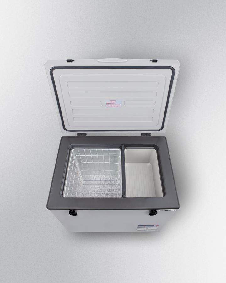 Summit Refrigeration + Cooling Summit Portable 12/24V Cooler for Residential Use with an Insulated Cover, Interior Wire Basket, and Side Handles / SPRF56