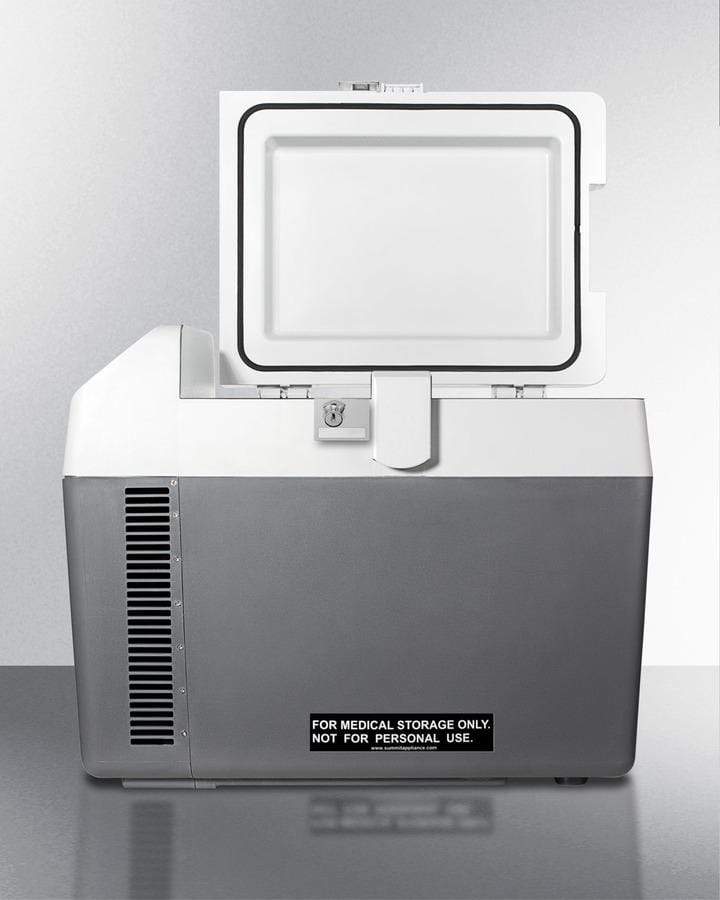 Summit Refrigeration + Cooling Summit Portable 12V/24V Cooler Capable of Operation as Refrigerator (2-8°C) or Freezer (-15°C), with Factory-Installed Lock and Collapsible Trolley / SPRF26M