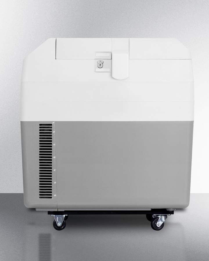 Summit Refrigeration + Cooling Summit Portable 12V/24V Cooler Capable of Operation as Refrigerator (2-8°C) or Freezer (-15°C), with Factory-Installed Lock, Strap Handle, and Four Pre-Installed Wheels / SPRF36M2