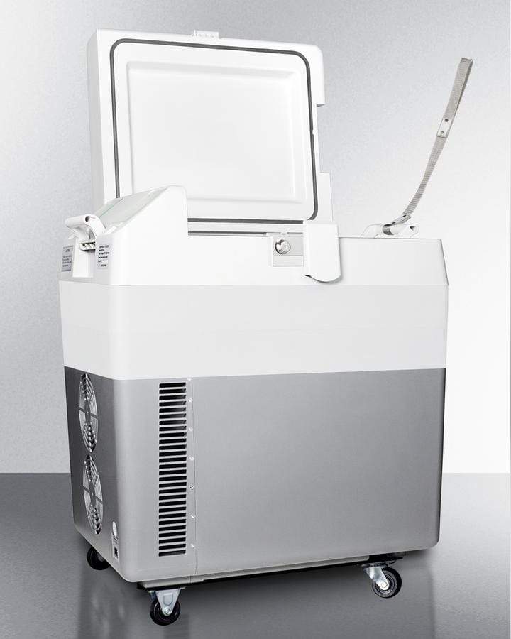 Summit Refrigeration + Cooling Summit Portable 12V/24V Cooler Capable of Operation as Refrigerator (2-8°C) or Freezer (-15°C), with Factory-Installed Lock, Strap Handle, and Four Pre-Installed Wheels / SPRF36M2