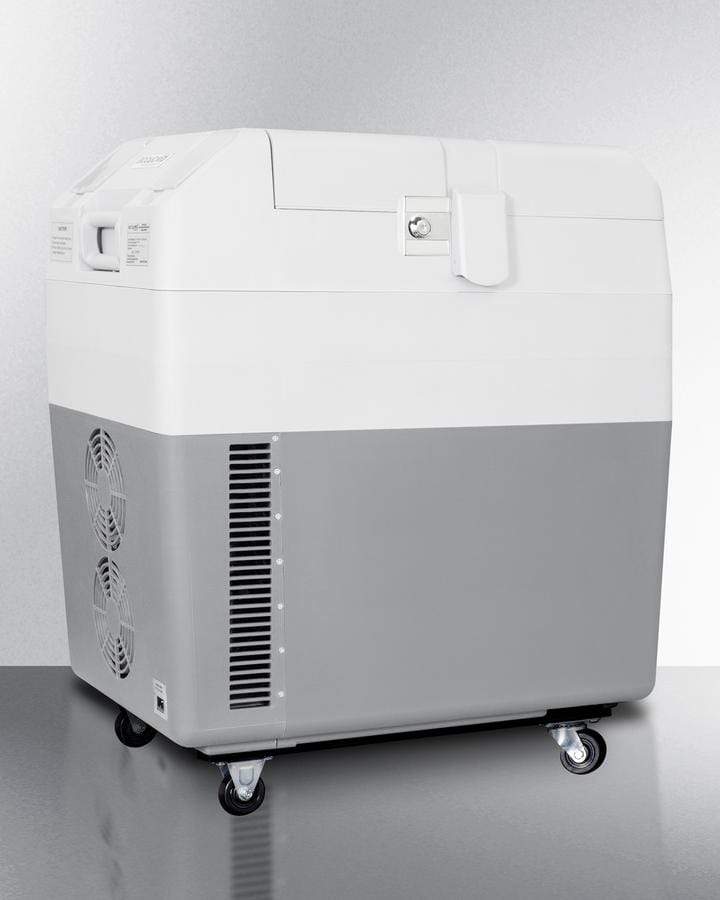 Summit Refrigeration + Cooling Summit Portable 12V/24V Cooler Capable of Operation as Refrigerator (2-8°C) or Freezer (-15°C), with Factory-Installed Lock, Strap Handle, and Four Pre-Installed Wheels / SPRF36M2