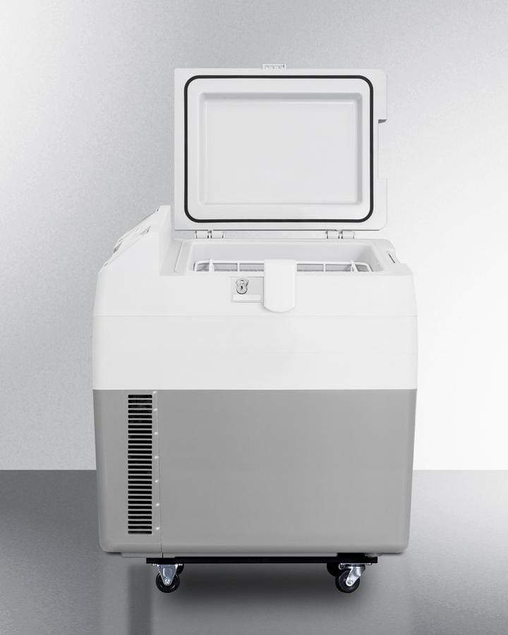 Summit Refrigeration + Cooling Summit Portable 12V/24V Cooler Capable of Operation as Refrigerator (2-8°C) or Freezer (-15°C), with Factory-Installed Lock, Strap Handle, and Four Pre-Installed Wheels / SPRF36M2