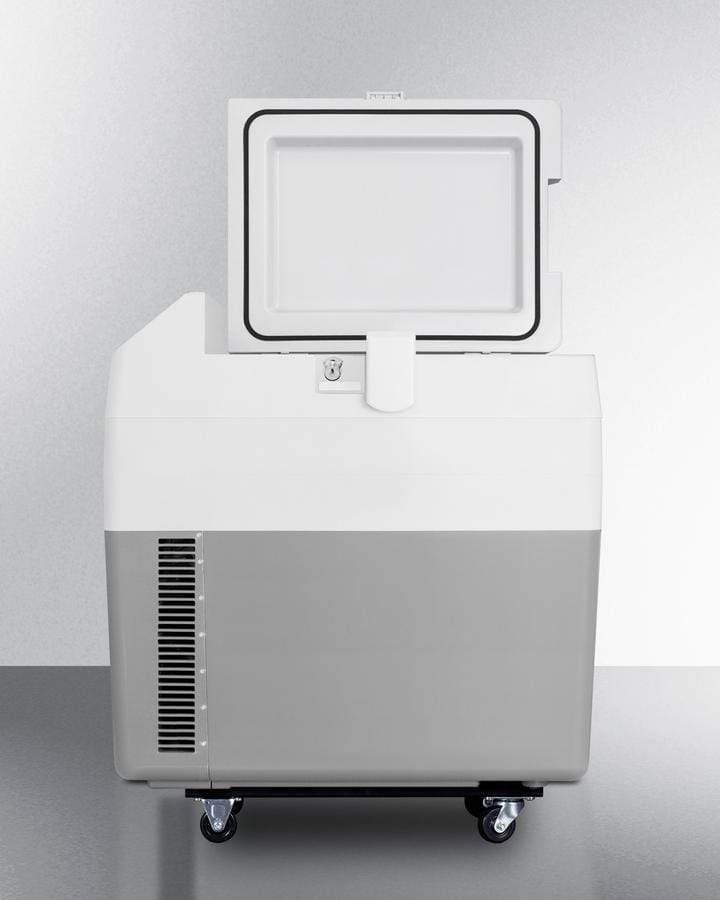 Summit Refrigeration + Cooling Summit Portable 12V/24V Cooler Capable of Operation as Refrigerator (2-8°C) or Freezer (-15°C), with Factory-Installed Lock, Strap Handle, and Four Pre-Installed Wheels / SPRF36M2