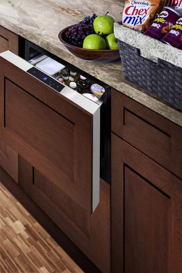 Summit Refrigeration + Cooling Summit Single Drawer All-Refrigerator Approved For Outdoor, Residential, and Commercial Use, Built-In Capable or Freestanding, with Digital Thermostat, Frost-Free Operation, and Panel-Ready Stainless Steel Drawer / FF1DSS