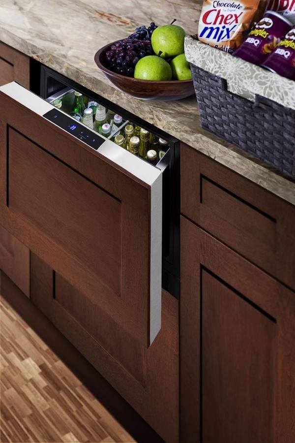 Summit Refrigeration + Cooling Summit Single Drawer All-Refrigerator Approved For Outdoor, Residential, and Commercial Use, Built-In Capable or Freestanding, with Digital Thermostat, Frost-Free Operation, and Panel-Ready Stainless Steel Drawer / FF1DSS