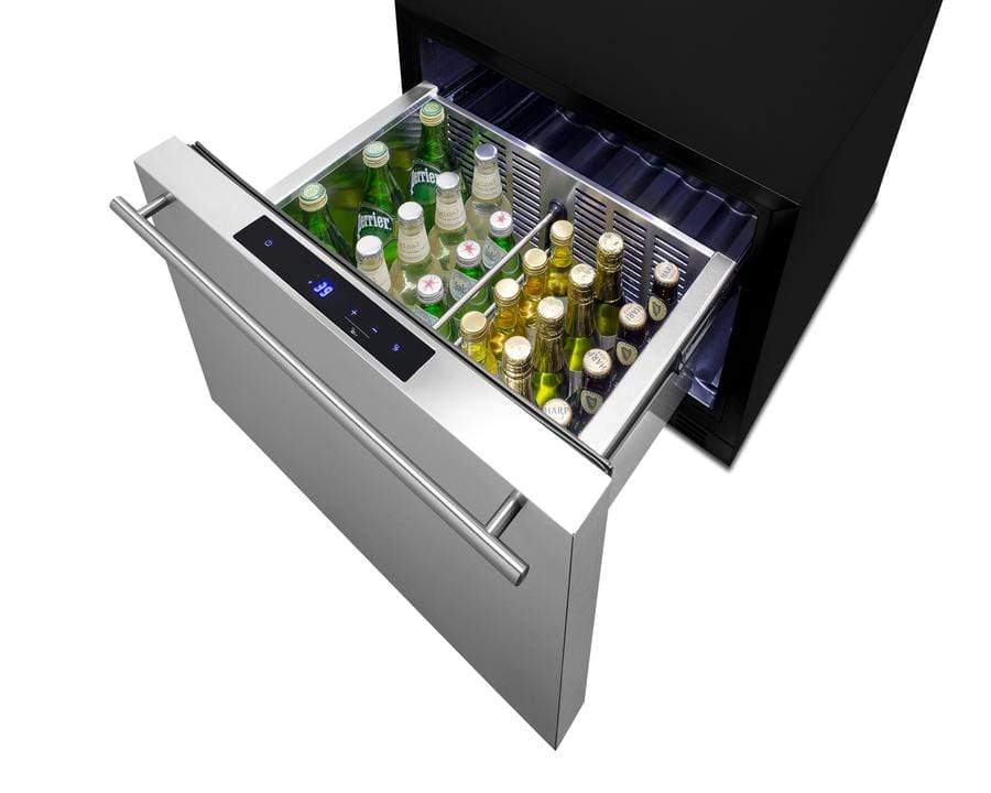 Summit Refrigeration + Cooling Summit Single Drawer All-Refrigerator Approved For Outdoor, Residential, and Commercial Use, Built-In Capable or Freestanding, with Digital Thermostat, Frost-Free Operation, and Panel-Ready Stainless Steel Drawer / FF1DSS
