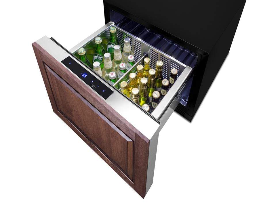 Summit Refrigeration + Cooling Summit Single Drawer All-Refrigerator Approved For Outdoor, Residential, and Commercial Use, Built-In Capable or Freestanding, with Digital Thermostat, Frost-Free Operation, and Panel-Ready Stainless Steel Drawer / FF1DSS