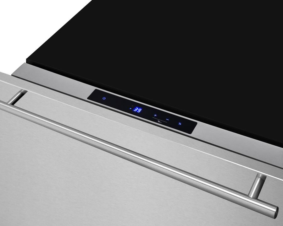 Summit Refrigeration + Cooling Summit Single Drawer All-Refrigerator Approved for Outdoor, Residential & Commercial Use, Built-In Capable or Freestanding, w/ Digital Thermostat, Frost-Free Operation & Panel-Ready SS Drawer w/ Oversized Front for Use in 24" Wide Spaces / FF1DSS24