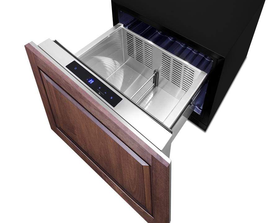 Summit Refrigeration + Cooling Summit Single Drawer All-Refrigerator Approved for Outdoor, Residential & Commercial Use, Built-In Capable or Freestanding, w/ Digital Thermostat, Frost-Free Operation & Panel-Ready SS Drawer w/ Oversized Front for Use in 24" Wide Spaces / FF1DSS24