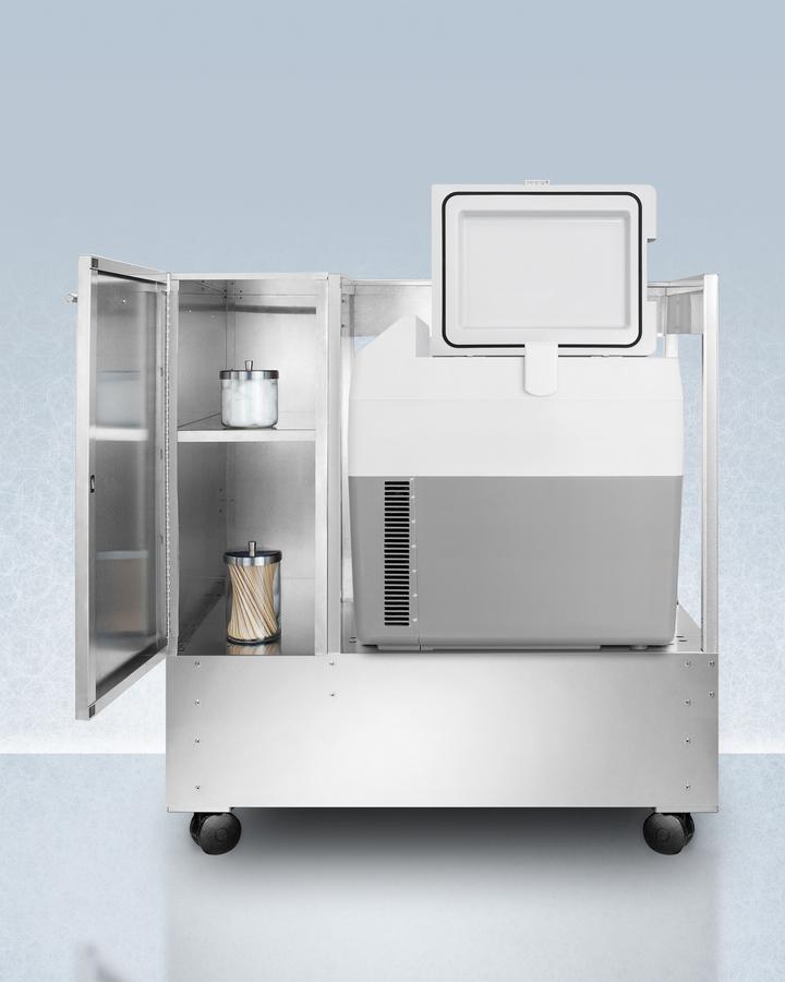 Summit Refrigeration + Cooling Summit Stainless Steel Rolling Cart with Portable 12/24V Vaccine Refrigerator/Freezer / Ships Fully Assembled / SPRF36CART