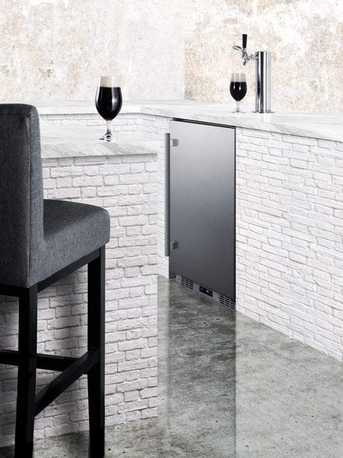 Summit Summit 24" Wide Commercial Indoor/Outdoor Single Tap Beer Dispenser for Built-In or Freestanding Use with Stainless Steel Exterior, Caster Set, and Tap Locks / BC74OSCOM