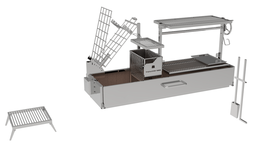 Tagwood Grills Tagwood BBQ Argentine Santa Maria Wood Fire & Charcoal Built-In Grill | 825 sq. in. of total grilling area | BBQ08SS