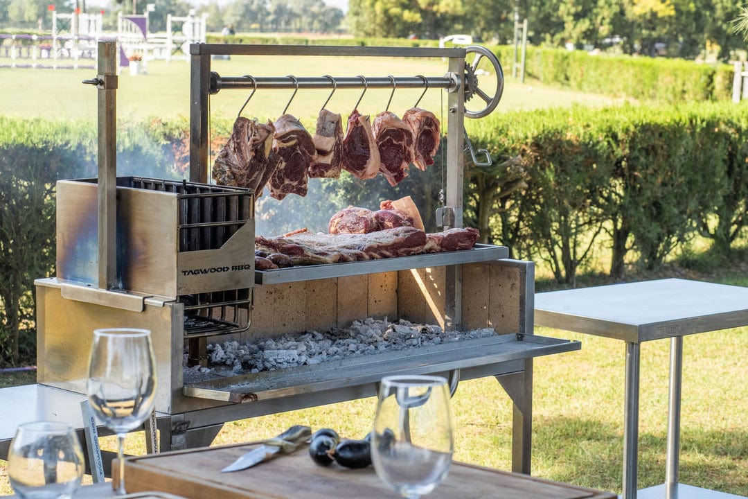 Tagwood Grills Tagwood BBQ Ultimate Series Argentine Santa Maria Wood Fire & Charcoal Freestanding Grill | 714 sq. in. of total grilling area | BBQ03SS