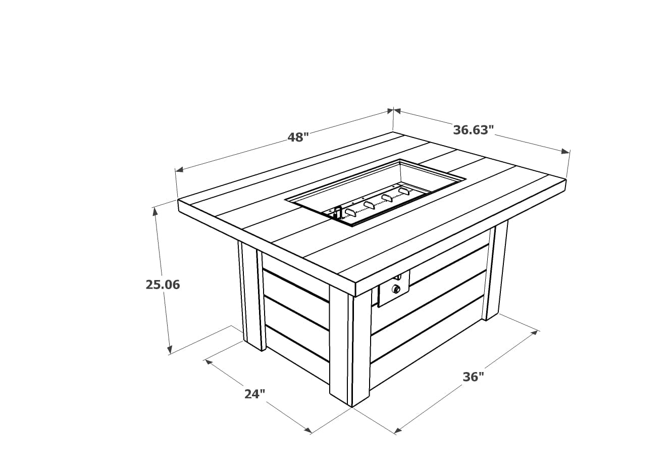 The Outdoor Great Room Fire Features The Outdoor Great Room Alcott Rectangular Gas Fire Pit Table / ALC-1224