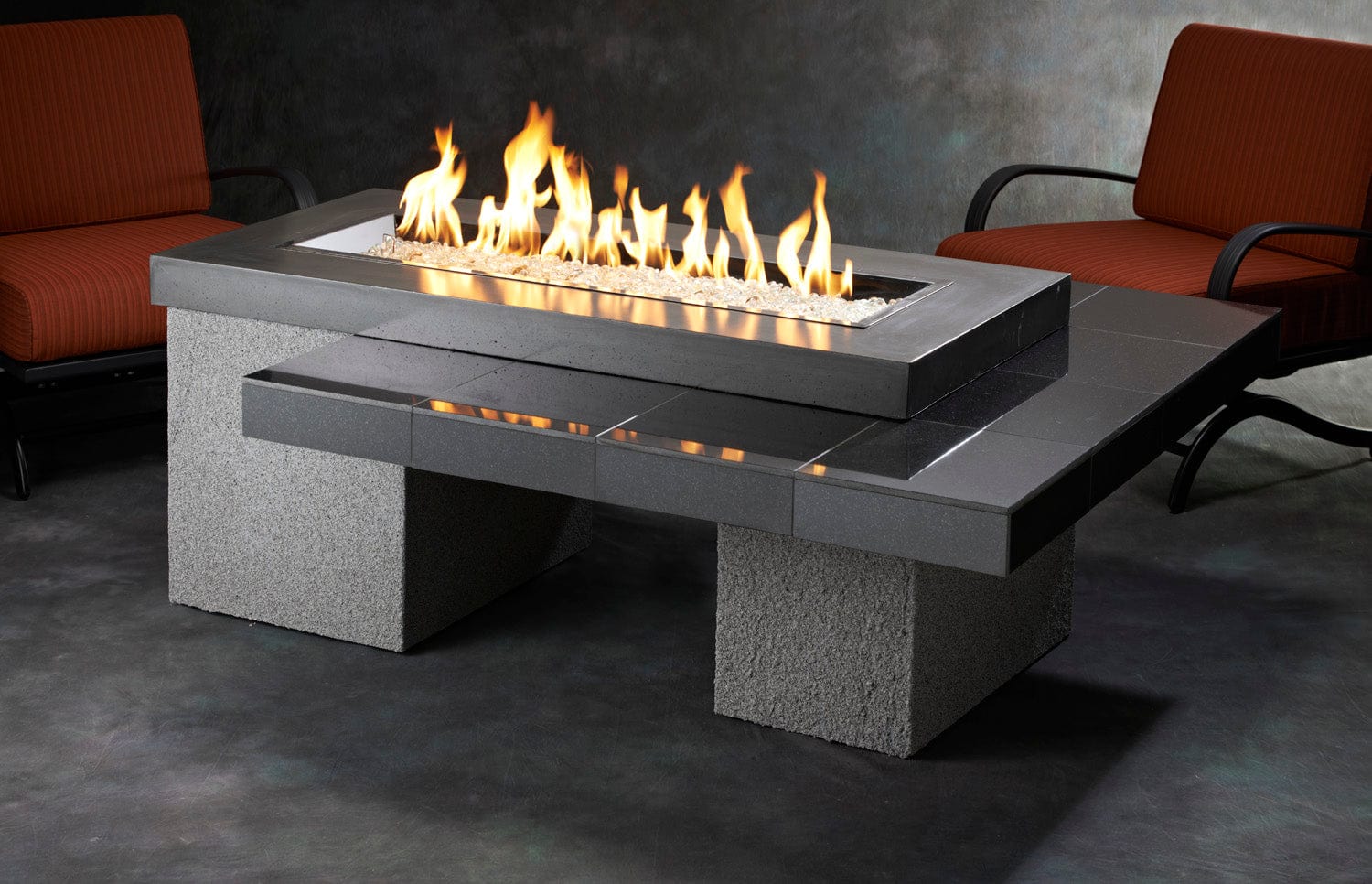 The Outdoor Great Room Fire Features The Outdoor Great Room Black or Brown Uptown Linear Gas Fire Pit Table / UPT-1242, UPT-1242-BRN