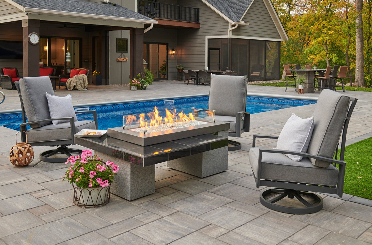The Outdoor Great Room Fire Features The Outdoor Great Room Black or Brown Uptown Linear Gas Fire Pit Table / UPT-1242, UPT-1242-BRN