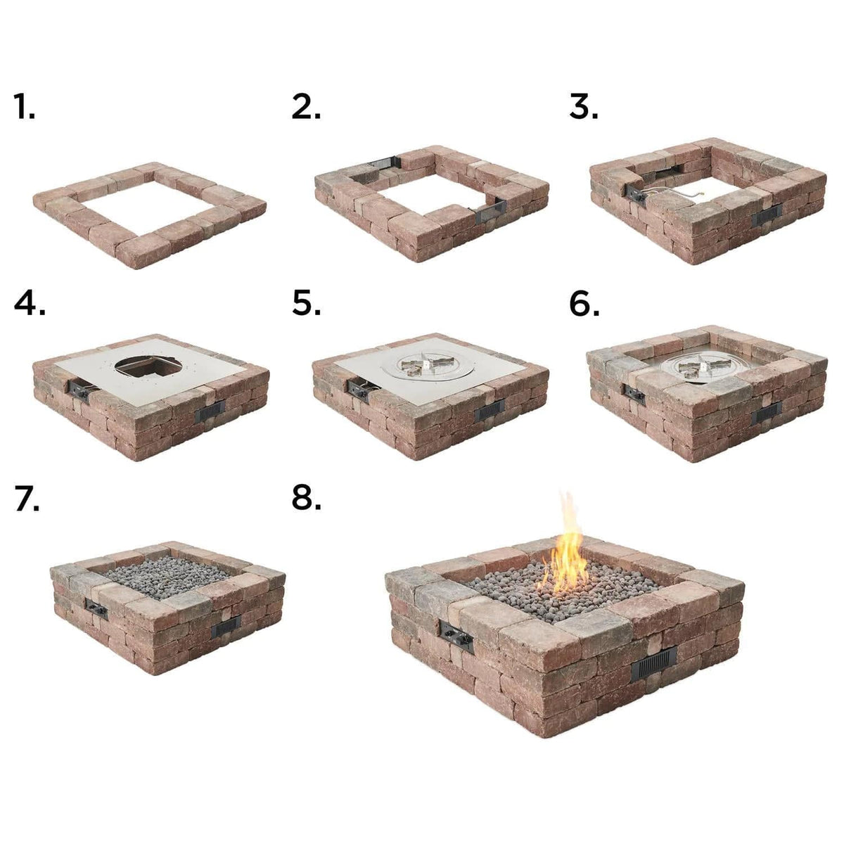 The Outdoor Great Room Fire Features The Outdoor Great Room Bronson Block Square Gas Fire Pit Kit / BRON5151-K