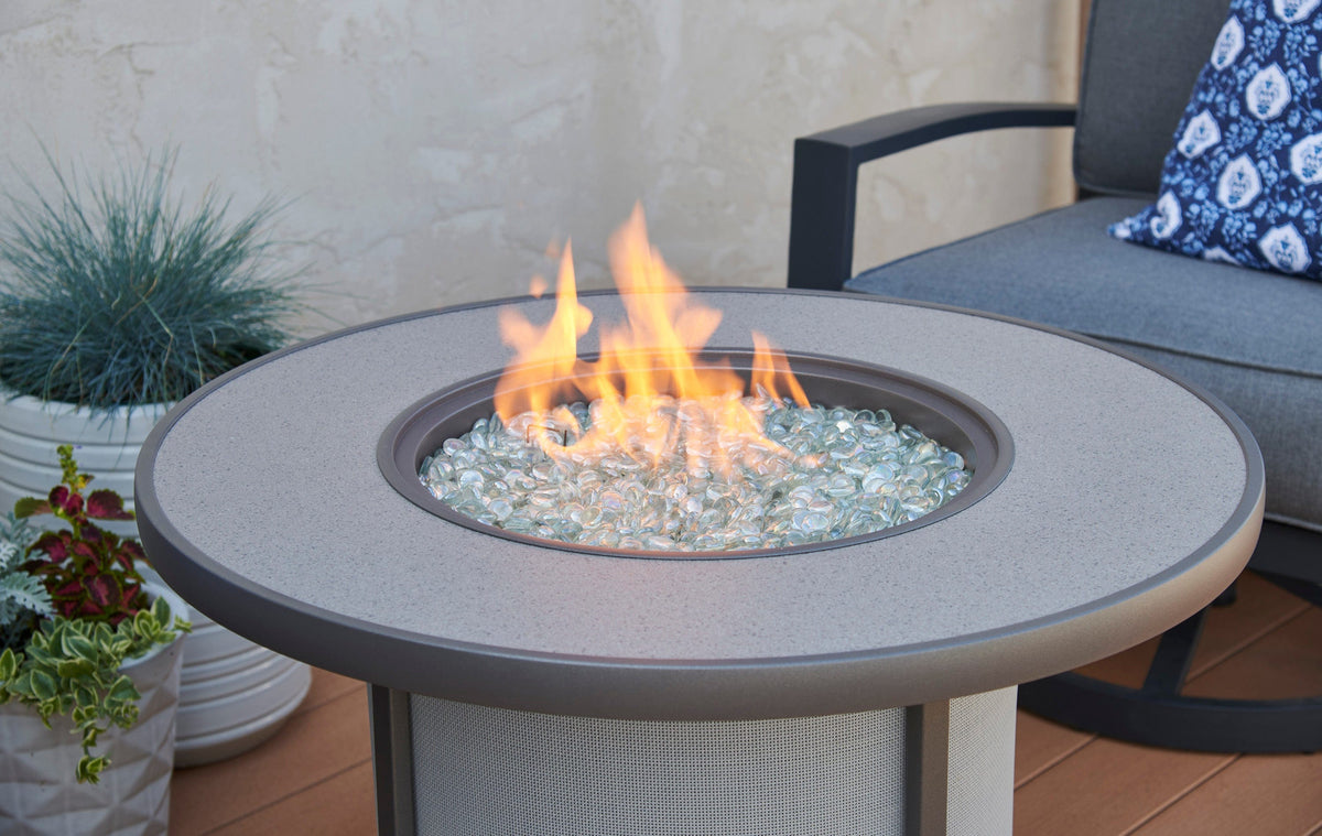 The Outdoor Great Room Fire Features The Outdoor Great Room Brown or Grey Stonefire Round Gas Fire Pit Table / SF-32-K, SF-32-GRY-K