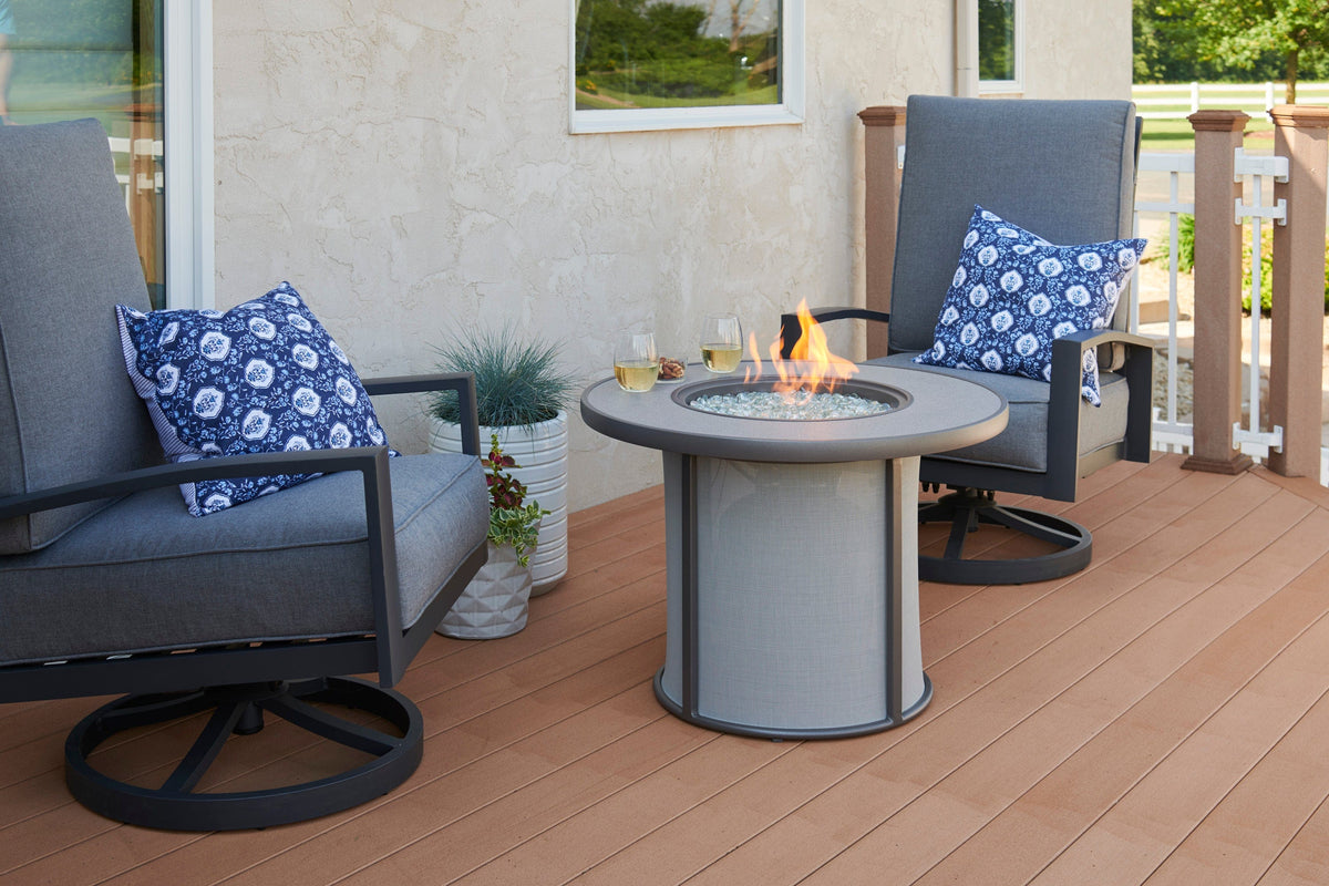 The Outdoor Great Room Fire Features The Outdoor Great Room Brown or Grey Stonefire Round Gas Fire Pit Table / SF-32-K, SF-32-GRY-K