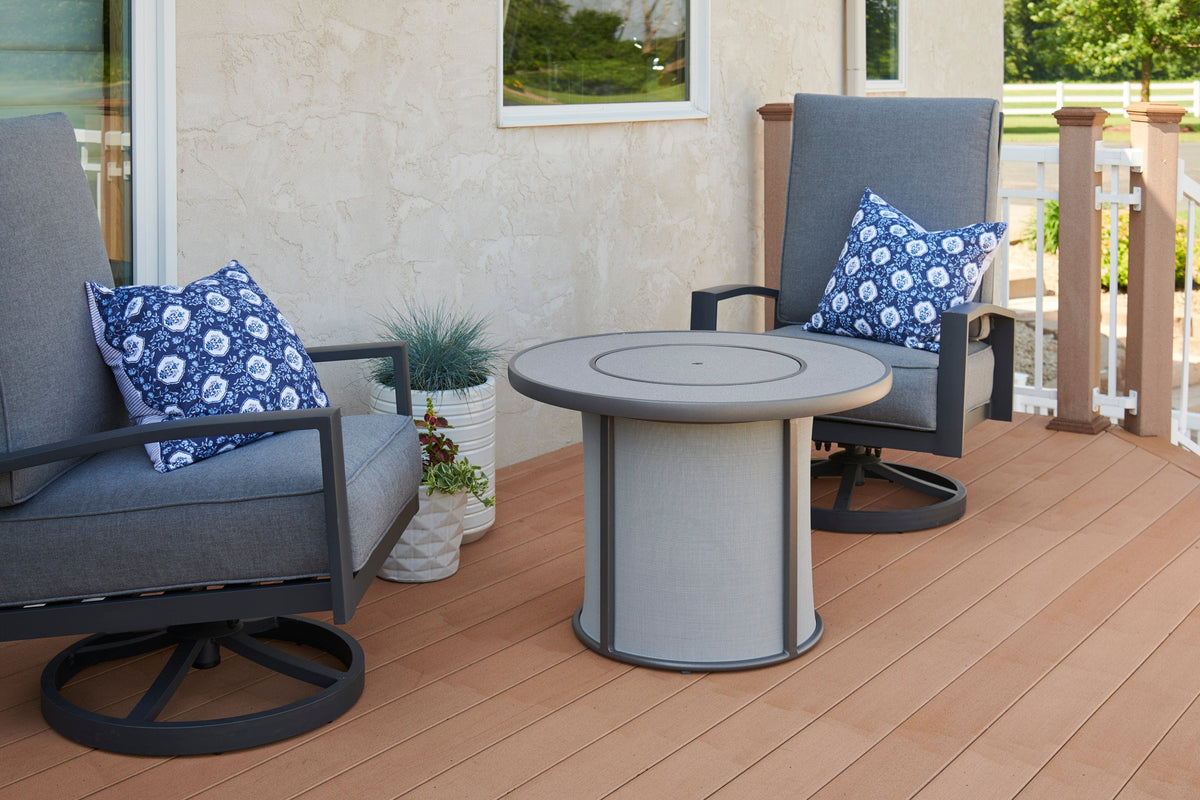 The Outdoor Great Room Fire Features The Outdoor Great Room Brown or Grey Stonefire Round Gas Fire Pit Table / SF-32-K, SF-32-GRY-K