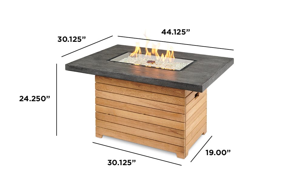 The Outdoor Great Room Fire Features The Outdoor GreatRoom Darien Rectangular Gas Fire Pit Table with Aluminum or Everblend Top /  DAR-1224-K, DAR-1224-EBG-K