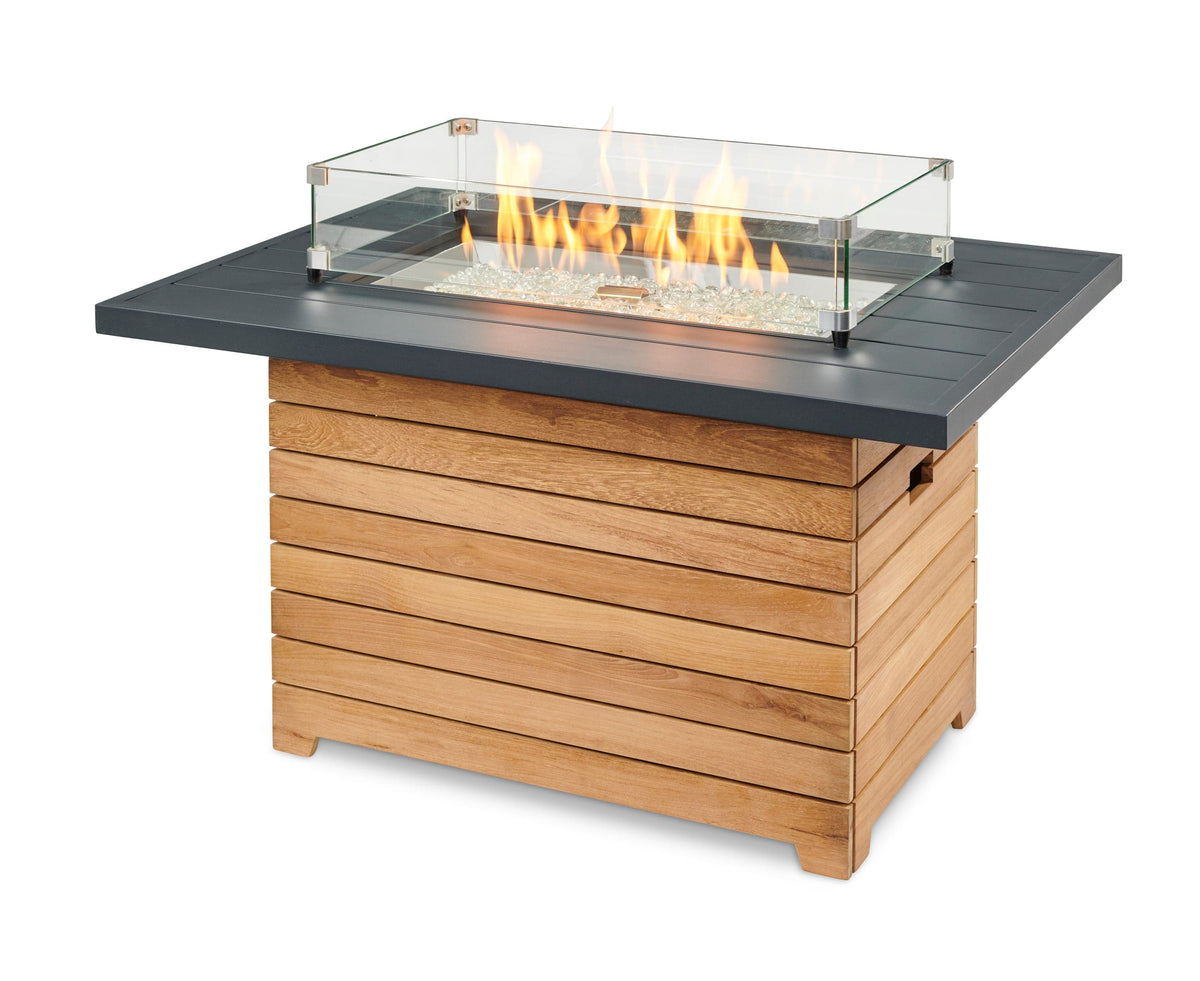 The Outdoor Great Room Fire Features The Outdoor GreatRoom Darien Rectangular Gas Fire Pit Table with Aluminum or Everblend Top /  DAR-1224-K, DAR-1224-EBG-K