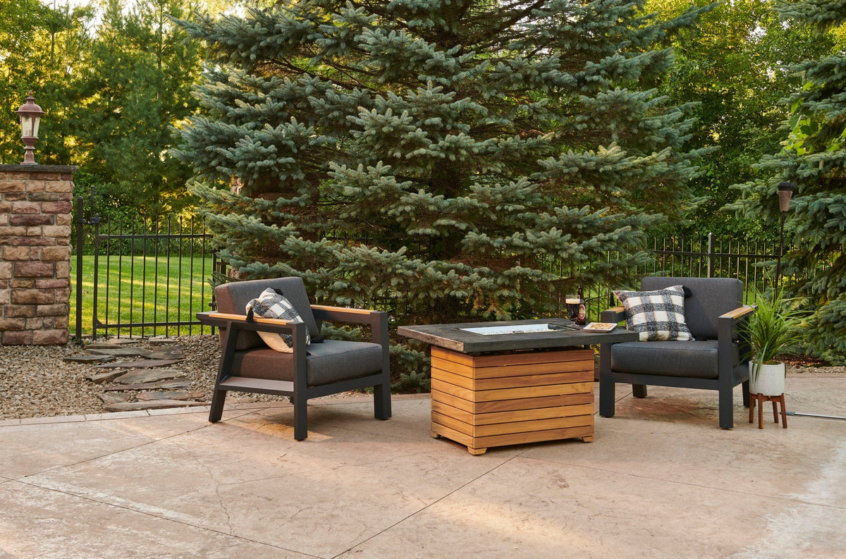The Outdoor Great Room Fire Features The Outdoor GreatRoom Darien Rectangular Gas Fire Pit Table with Aluminum or Everblend Top /  DAR-1224-K, DAR-1224-EBG-K
