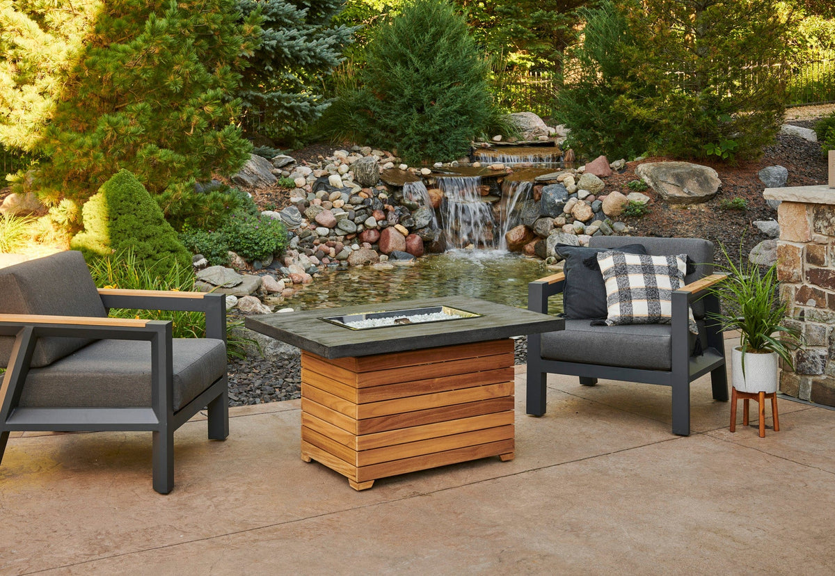 The Outdoor Great Room Fire Features The Outdoor GreatRoom Darien Rectangular Gas Fire Pit Table with Aluminum or Everblend Top /  DAR-1224-K, DAR-1224-EBG-K