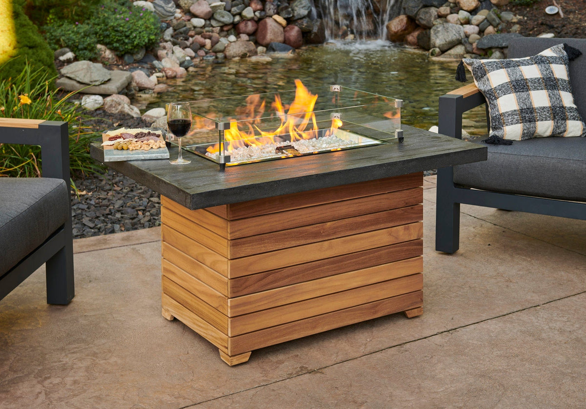 The Outdoor Great Room Fire Features The Outdoor GreatRoom Darien Rectangular Gas Fire Pit Table with Aluminum or Everblend Top /  DAR-1224-K, DAR-1224-EBG-K