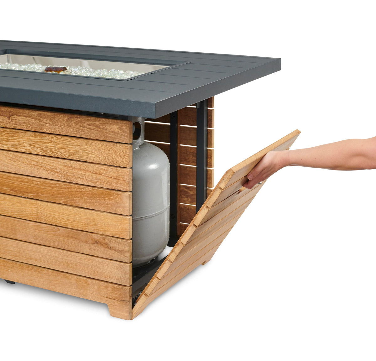 The Outdoor Great Room Fire Features The Outdoor GreatRoom Darien Rectangular Gas Fire Pit Table with Aluminum or Everblend Top /  DAR-1224-K, DAR-1224-EBG-K