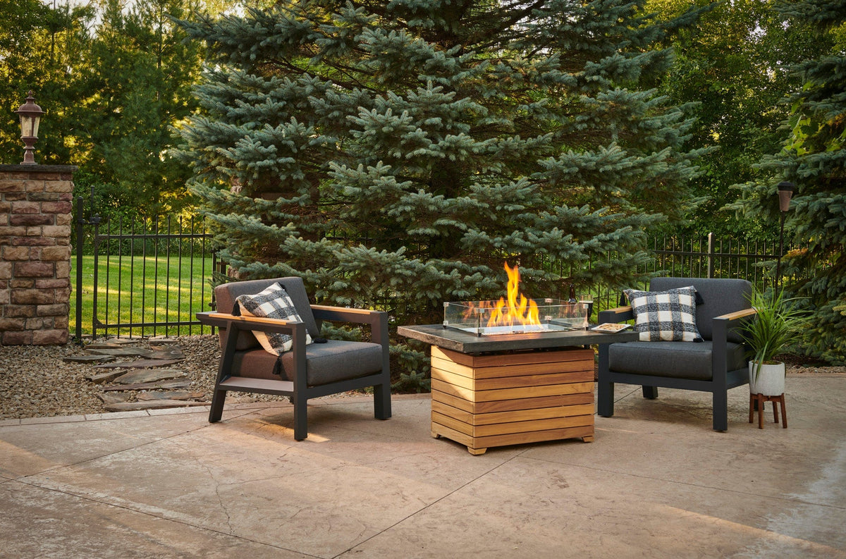 The Outdoor Great Room Fire Features The Outdoor GreatRoom Darien Rectangular Gas Fire Pit Table with Aluminum or Everblend Top /  DAR-1224-K, DAR-1224-EBG-K
