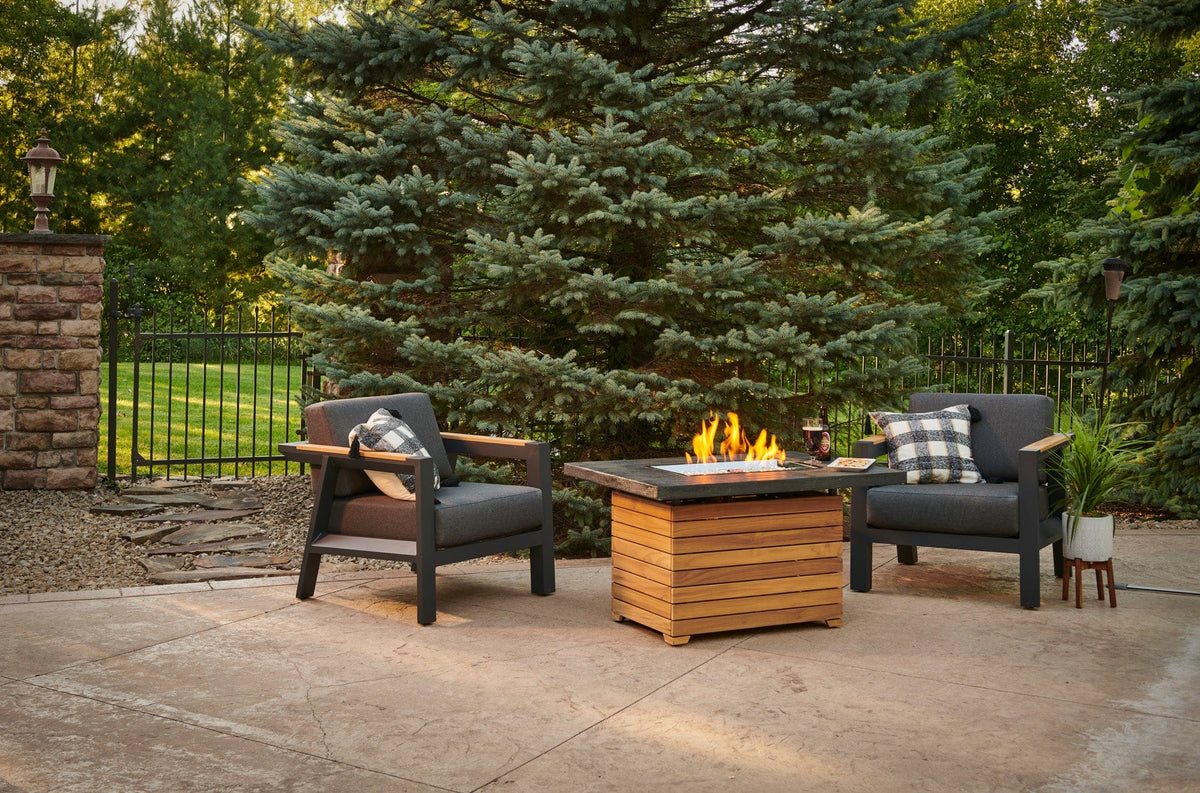 The Outdoor Great Room Fire Features The Outdoor GreatRoom Darien Rectangular Gas Fire Pit Table with Aluminum or Everblend Top /  DAR-1224-K, DAR-1224-EBG-K