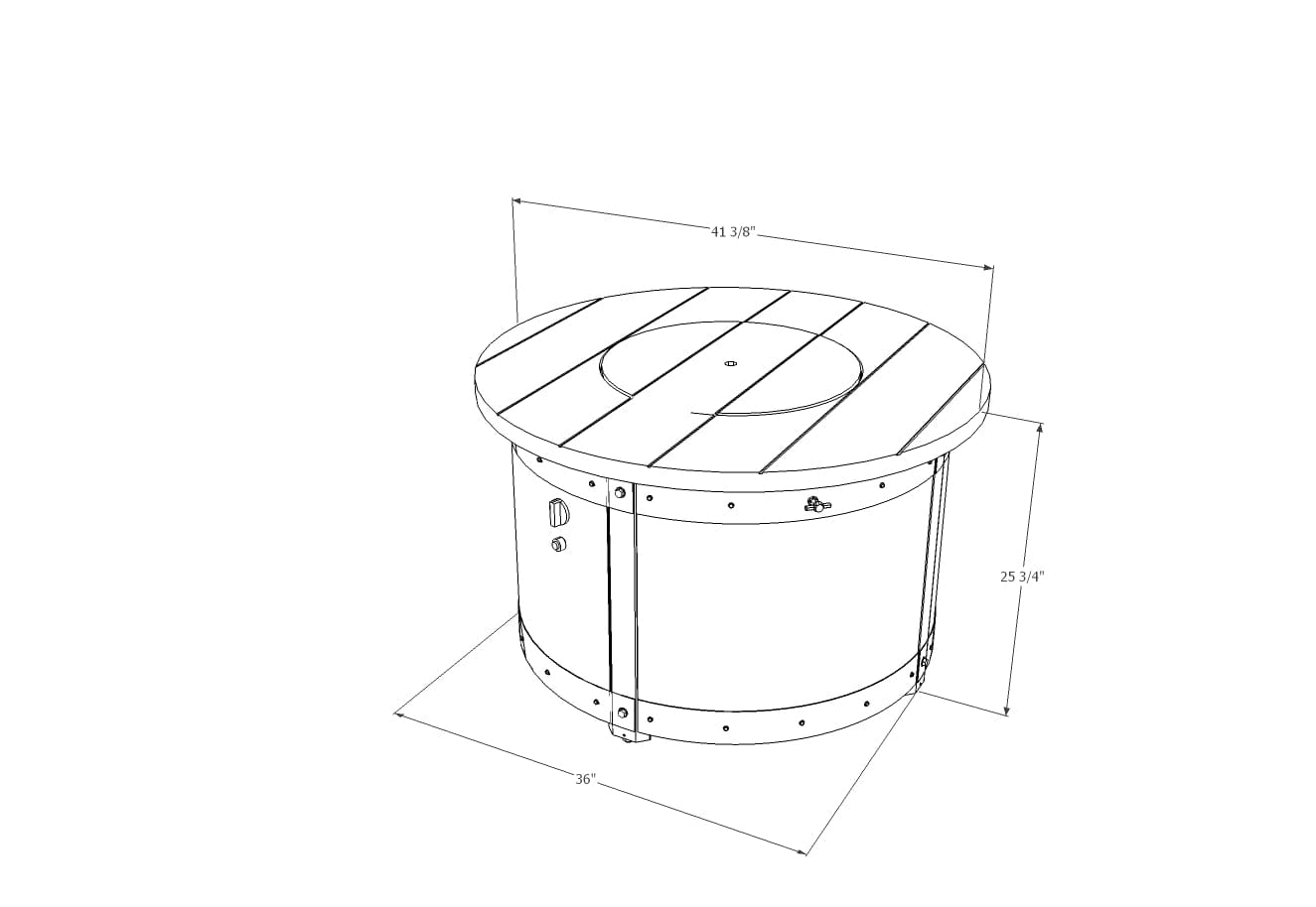 The Outdoor Great Room Fire Features The Outdoor GreatRoom Edison Round Gas Fire Pit Table / ED-20