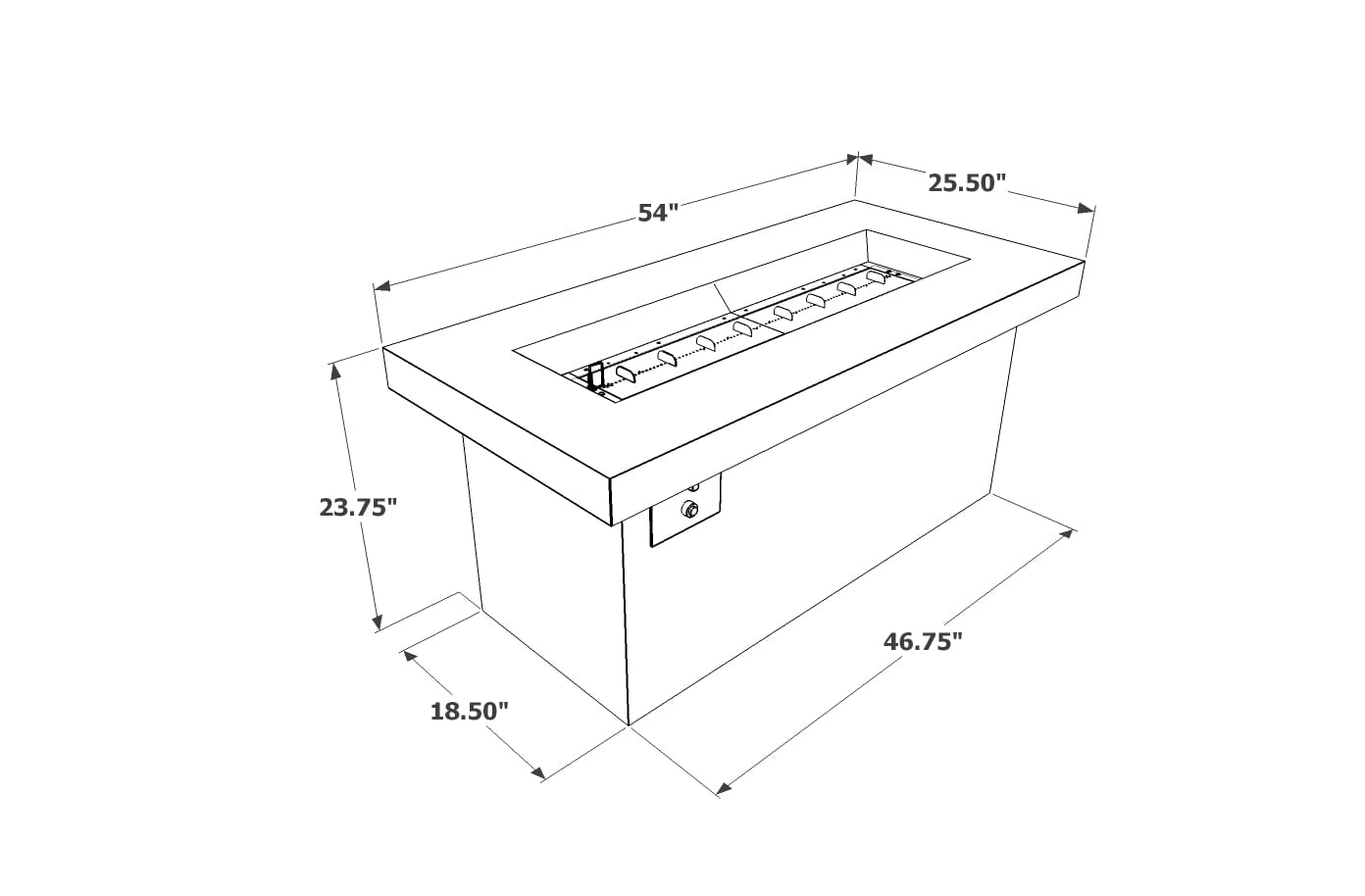 The Outdoor Great Room Fire Features The Outdoor GreatRoom Grey Key Largo Linear Gas Fire Pit Table / KL-1242-MM